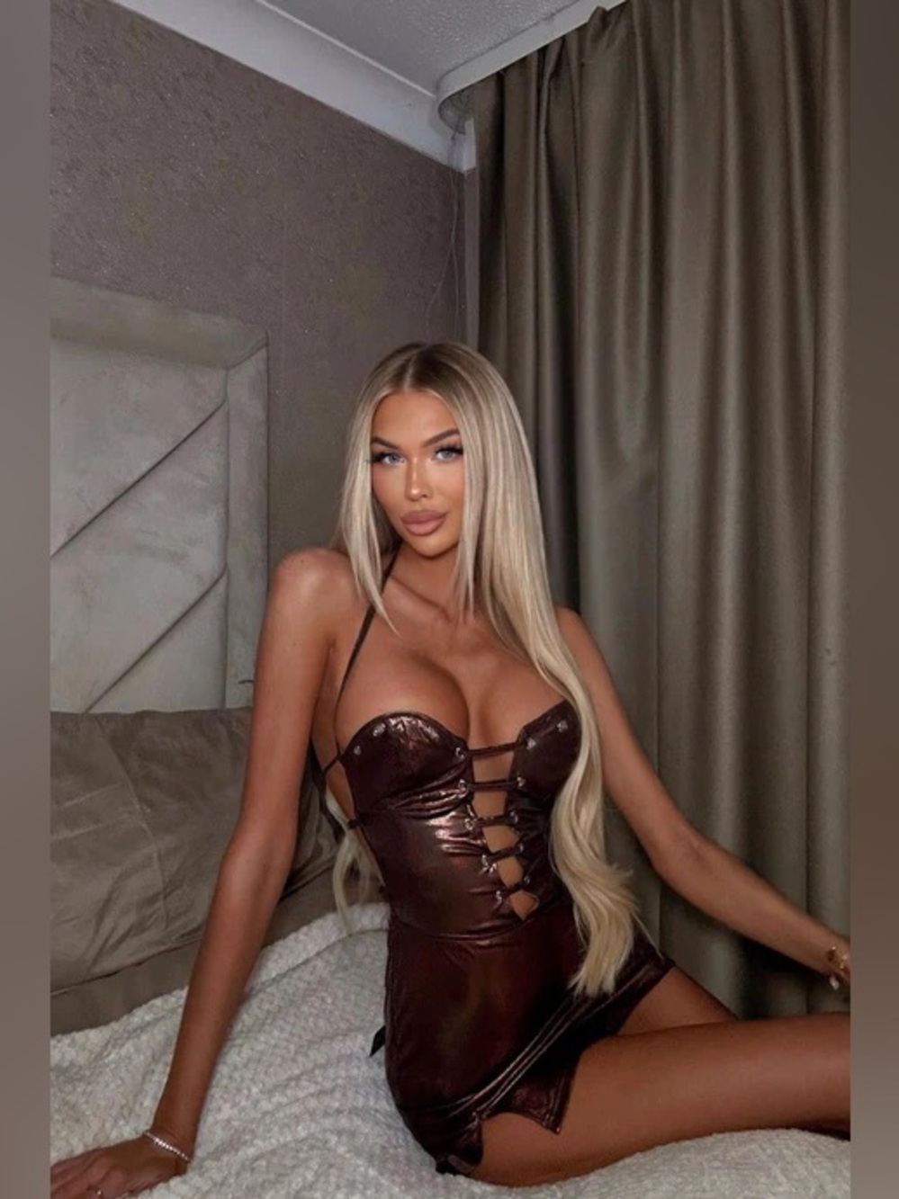 Fashion Nova Ashlynn Lace Up Mini Dress - Chocolate - Picture 6 of 6